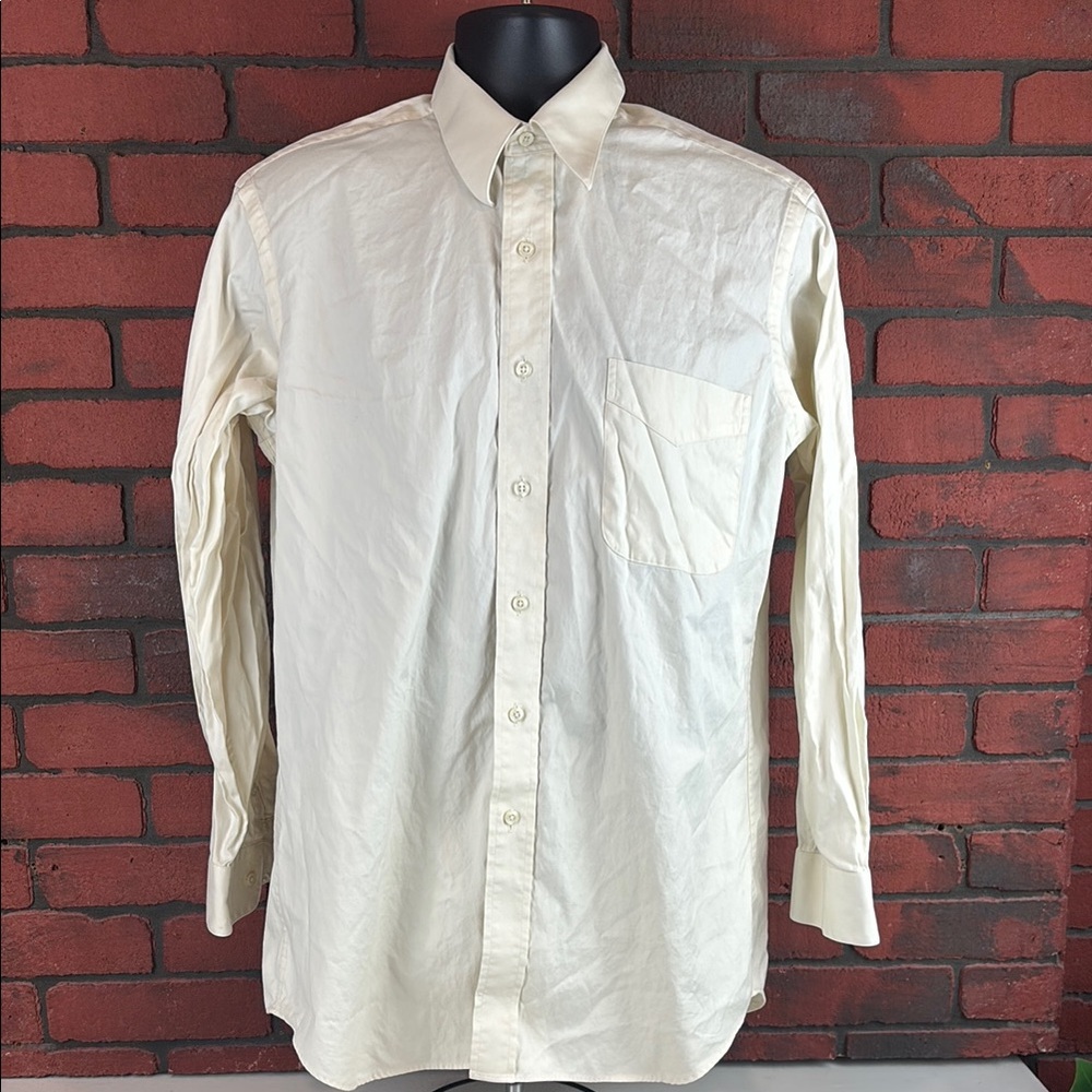 Paul Fredrick Shirt Mens 15.5 Yellow Slim‎ Fit
